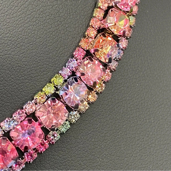 Gorgeous Multicolored Rainbow Pink Sparkly Rhinestone Choker - Picture 9 of 11